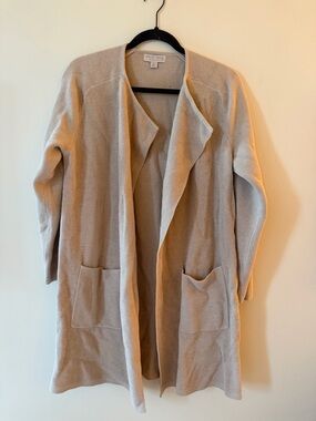 Barefoot Dreams Open-Front Long Cardigan in Taupe